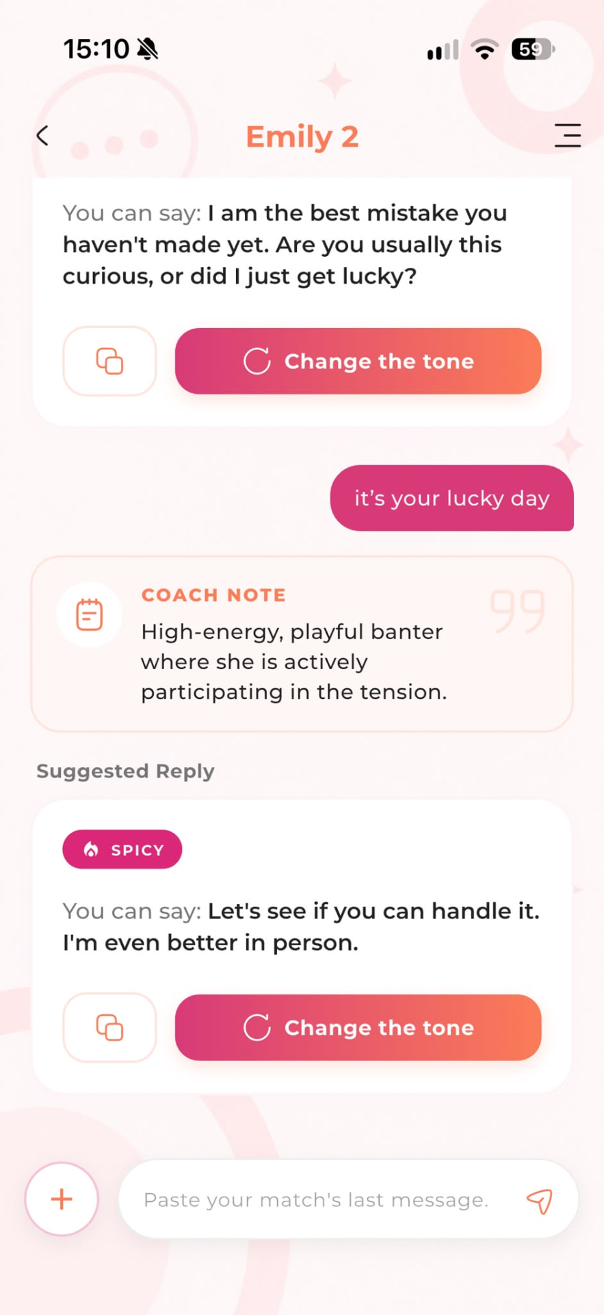 Hook - Ai Rizz Wingman suggested reply with Coach Note